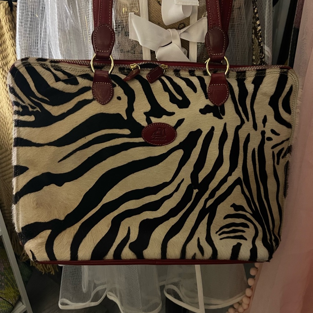 Zebra Print Leather Tote Bag